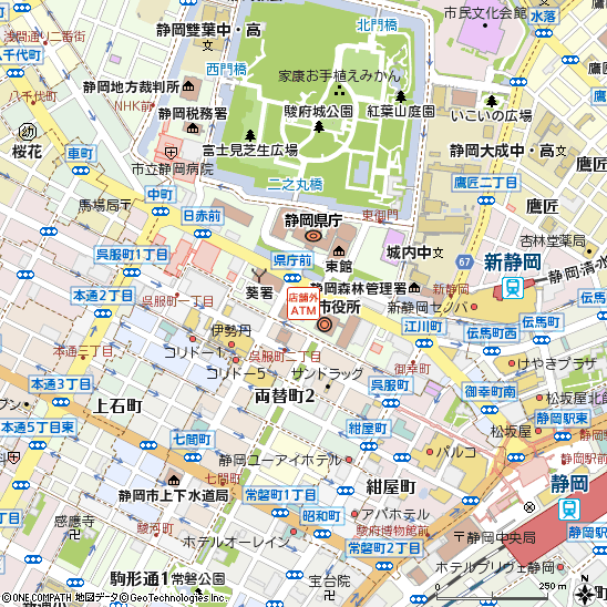 静岡市役所静岡庁舎付近の地図
